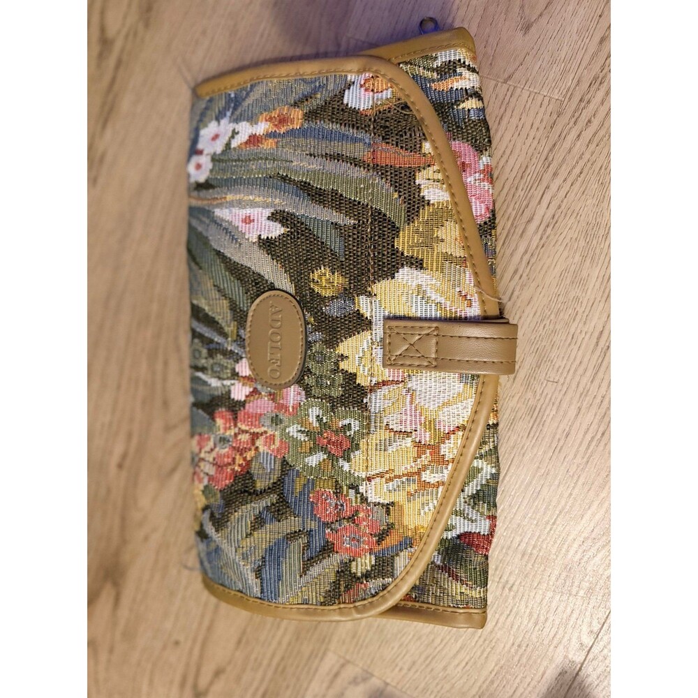 Vintage boho cottagecore retro ADOLFO Floral Tapestry Hanging Toiletry Bag